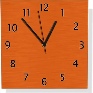 Wallario Design Wanduhr Orange aus Aluverbund, Größe 30 x 30 cm - Orange