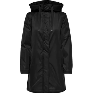 Wintermantel ONLY "ONLFELINA LIFE PARKA OTW NC", Damen, Gr. M, schwarz, Web, Obermaterial: 100% Polyester, unifarben, regular fit, hoch geschlossener Ausschnitt, Mäntel Wintermantel