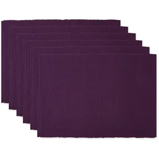 DII Basic Everyday Tischset aus 100% Baumwolle, gerippt, 33 x 48 cm, Aubergine, 6-teilig