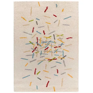 Atticgo Hochflorteppich beige und mehrfarbig Bremen 160/230 cm , Textil , Grafikmuster , Rechteckig , 160x230 cm , Oeko-Tex® Standard 100 , antistatisch, für Fußbodenheizung geeignet, leicht zusammenrollbar , Teppiche und Böden, Teppiche, Hochflorteppiche & Shaggys