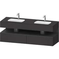 Duravit Qatego Einbauwaschtisch mit Konsolenwaschtischunterbau, 1600x550x600mm, Nische Graphit Matt, Doppelwaschtisch, QA4797049, Farbe: Graphit Supermatt/mit Nischenbeleuchtung