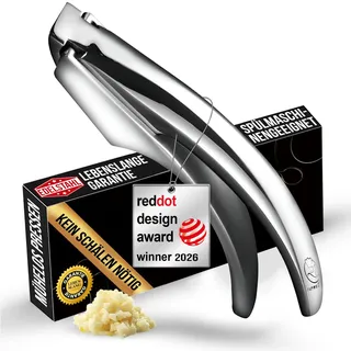 Gourmet Easy Knoblauchpresse Edelstahl, ohne Schälen, lebenslanger Ersatz