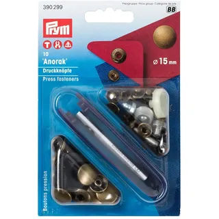 Prym 390299 Nähfrei-Druckknopf Anorak Messing 15 mm altmessing,