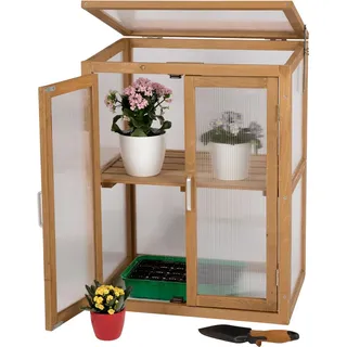 needs&wants Gewächshaus aus Holz für Balkon & Garten, mit Polycarbonat , Braun , 56x76x43 cm , Gartenzubehör, Gartenhäuser & Gewächshäuser