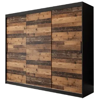 Möbel Kryspol Schwebetürenschrank 200/250/62 3-türig , Schwarz , Holz , Nachbildung , 8 Fächer , 250x200x62 cm , Schlafzimmer, Kleiderschränke, Schwebetürenschränke