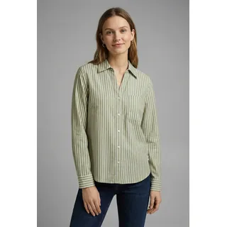 Langarmbluse S.OLIVER, Damen, Gr. 40, grün, Web, Obermaterial: 100% Viskose, gestreift, lässig geschnitten hüftbedeckend, V-Ausschnitt, 1-Knopf-Manschette, Blusen Langarmbluse, im Streifen-Design und aus Viskose