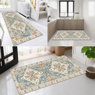 OFOFNG Läufer Flur Küche Waschbar rutschfest 70x350cm Marokkanisches Bunt Lang Küchenteppich Flurteppich Teppich Fur Korridor Wohnzimmer Schlafzimmer Meterware Anpassbar