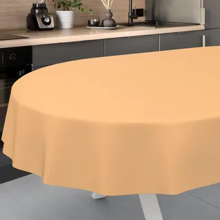 ANRO Wachstuch-Tischdecke abwaschbar Oval 200 x 140 cm Apricot