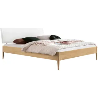 Hasena Bett , Weiß, Eichefarben , Holz , Eiche , massiv , Höhe ca. 22 cm , 180x200 cm , gepolstertes Kopfteil, in verschiedenen Holzarten erhältlich, in verschiedenen Größen erhältlich , Holzmöbel, Holzbetten, Sonstige Holzbetten