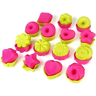 KeepingcooX 30 Stück Donut Kuchenformen Set Silikon geriffelte Dessertform, kleine Kuchenformen - Kürbis, Stern, Blume, Herz, Savarin Formen Formen für Mini Cakes