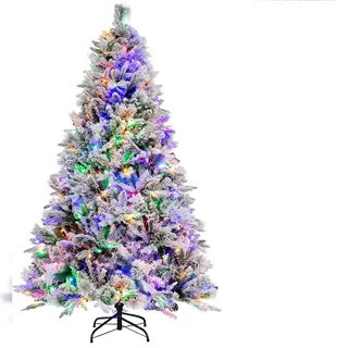 Costway Künstlicher Weihnachtsbaum mit 8 Lichtmodi Weiß 180cm