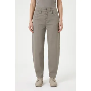 Stoffhose MAC "BORA 2.3 zip", Damen, Gr. 42, N-Gr, beige (mat grün antique), Web, Obermaterial: 96% Baumwolle, 4% Elasthan, unifarben, normal lang, Hosen Stoffhose, mit Stretch