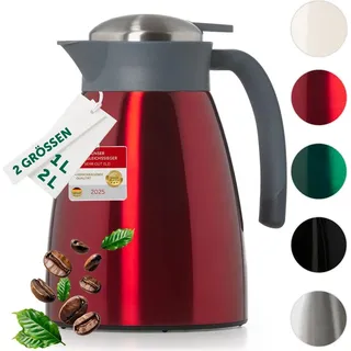 Blumtal Thermoskanne 1L - BPA-freie Edelstahl-Thermoskanne mit Quick Tip Teekanne & Kaffeekanne - Rot