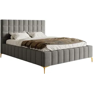 Selsey Polsterbett mit Bettkasten Chenille-Bezug in Grau, - Maße cm B: 200 H: 126