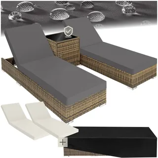 Tectake Gartenliege 200 x 65 x 30 cm Beige