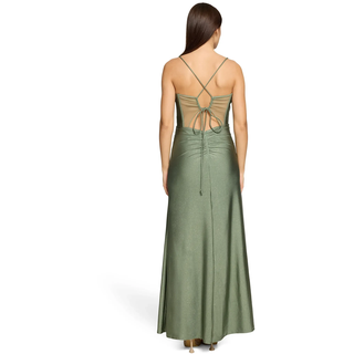 Abendkleid VERA MONT "Abendkleid im Glitzer-Look", Damen, Gr. 42, EURO, grün (grün, grün), Obermaterial: 81% Polyamid PA. 19% Elasthan EL., Kleider Abendkleid