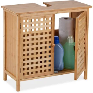 Relaxdays Waschbeckenunterschrank 1 Fach 61 x 66 x 30 cm Natur