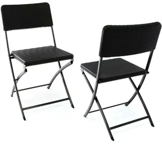 VCM Gartentisch "Klappstuhl Rattan-Optik", schwarz