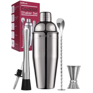 Cocktail Shaker, Cocktailset, Cocktail Set 750ml Barkeeper, Cocktail Shakers Barzubehör Edelstah 5 Teiliges, Martini Mixer Ausgießer, Alkoholausgieße, Barlöffel, Stößel, Jigger, Weihnachten Geschenk