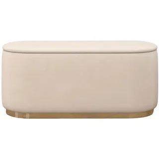 Dancan Pouf Scarlett mit Stauraum, goldene Basis, 110/47/45 cm, Beige , Textil , Oval , 110x47x45 cm , Wohnzimmer, Sessel, Hocker & Hockerbänke, Poufs