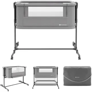 Beistellbett KINDERKRAFT "Nestee Grow 2", Baby, Gr. Liegefläche B/L: 70cm x 58cm, kein Härtegrad, grau (schwarz), Polyester, Stahl, Babybetten Beistellbett