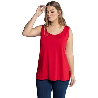Ulla Popken Damen Top, Classic Fit, Rundhals, Stretch, breite Träger, ärmellos, rot, 58/60