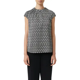 Comma Satinbluse mit All-Over Print, schwarz