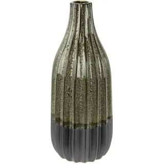 I.GE.A. Dekovase »Vase aus Keramik, geriffelt, bauchig, matt glänzend«, (1 St.), Flaschenform, Blumenvase, Tischdeko, Keramikvase, grau