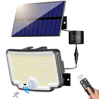 nipify Solarlampen für Außen mit Bewegungsmelder, 310 LED Super Helle 3 Modi Solarleuchte Aussen mit 270° Weitwinkelbeleuchtung, IP65 Wasserdichte solar wandleuchte mit 5M Kabel für Garten