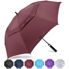 ZOMAKE Regenschirm Sturmfest Groß,XXL Golf Umbrella Stockschirm mit Auf-Zu-Automatik für Herren Damen - Travel Schirm mit Tragegurt(Rot)