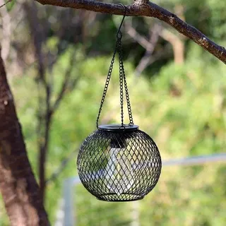 Wasserdichte, schwarze metallene hangende Solarleuchte für Außen, geeignet für Garten, Terrasse, Weg und Veranda.