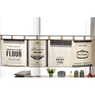 Fuya Kurze Küchengardine, Schiebevorhang, modernes Design, minimalistischer Stil, Schwarz/ Weiß B