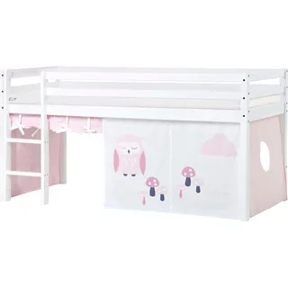Hoppekids Hochbett ECO Dream 70 x 160 cm Kiefer massiv rosa eule-rot