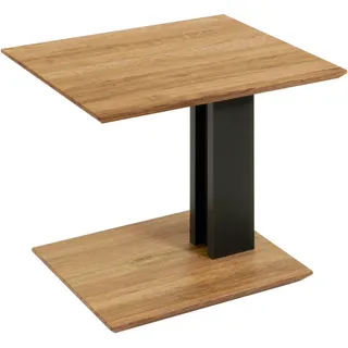 Venda Beistelltisch , Eichefarben , Holz, Holzwerkstoff , Wildeiche , massiv , rechteckig , eckig, Säule, Bodenplatte , 47x47-65x55 cm , höhenverstellbar , Holzmöbel, Holztische, Wohnzimmertische Holz, Beistelltische Holz