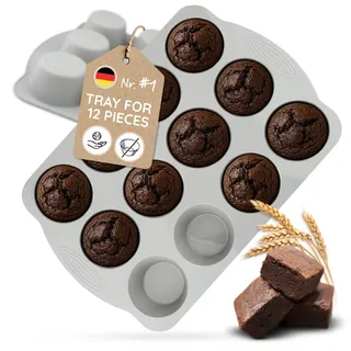 Backefix Silikon Muffinblech 12er – Muffinform ohne Papierförmchen, 120 ml je Mulde, extra Wandstärke gegen Ausbeulen, formstabile Muffin Backform aus Platin-Silikon, BPA- & PFAS-frei, LFGB-Standard