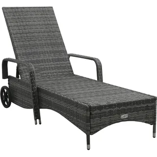 vidaXL Sonnenliege mit Rädern Poly Rattan Anthrazit - Grau