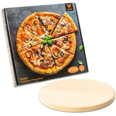 FENNEK XL Pizzastein | Ø320 mm | Dicke: 20 mm | für Backofen, Steinofen, Kohle-Grill, Gas-Grill etc.| aus hitzebeständigem Cordierit | für Pizza, Flammkuchen, Brot uvm