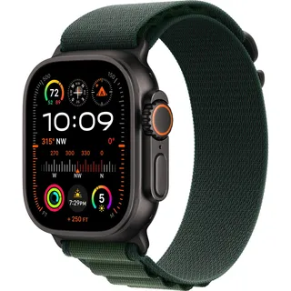 Watch Ultra 2 GPS + Cellular 49 mm Titangehäuse schwarz, Alpine Loop Armband dunkelgrün M