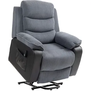Homcom Fernsehsessel mit Aufstehhilfe Liegesessel mit Liegefunktion, Seitentasche , Dunkelgrau , Textil , Füllung: Schaumstoff,Taschenfederkern , 96x108x96 cm , Wohnzimmer, Sessel, Relaxsessel