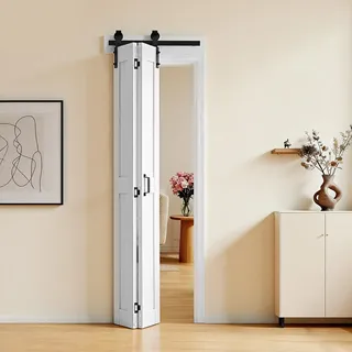 Vevor Faltbare Schiebetür im Scheunentor-Stil rechts 60,9 x 213,4 cm Weiß