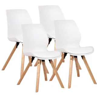 CLP Stuhl 4er Set Kunststoff weiß , Weiß , Holz , 49x87x58 cm , Esszimmer, Stühle
