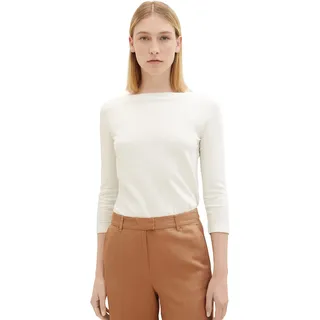 TOM TAILOR Damen Basic T-Shirt mit 3/4-Arm, 10315 - Whisper White, XXL