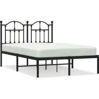 vidaXL Bettgestell mit Kopfteil Metall Schwarz 120x200 cm - Schwarz