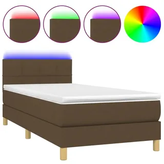 vidaXL Boxspringbett mit Matratze & LED Dunkelbraun 80x200 cm Stoff - Braun