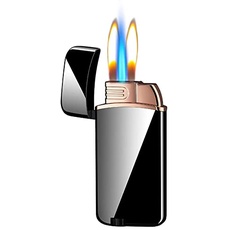 Jet Torch Zigarrenfeuerzeug, Soft/Jet Flame Schaltbares Zigarettenfeuerzeug mit Einstellbarer Flamme, Nachfüllbares Butanfeuerzeug, Einzigartiges Geschenk für Tabakspfeife & Zigarre (Schwarz)