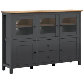 Petits-meubles Sideboard Duck Anthrazitgrau und Holz , Grau , Holzwerkstoff , 2 Schubladen , 186x126x44 cm , Kleinmöbel, Kommoden, Sideboards