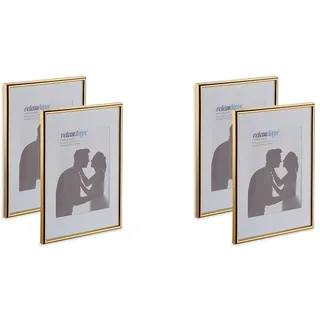 Relaxdays Bilderrahmen Gold A4 2er Set
