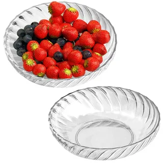 XUEHOU 2 Stück Obstschale Modern Große Obstteller Transparente Fruit Bowl Obstkorb Rund Obstschalen Aufbewahrungsschale Obst Schale Wiederverwendbar Stilvolles Twill Snackschale für Snacks, Tischdek