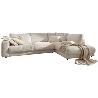 KAWOLA Sofa MADELINE Ecksofa Cord cremeweiß Recamiere rechts