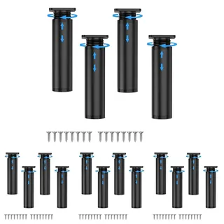 Kolamom 4er Set Höhenverstellbare Möbelfüße aus PVC, 15-17cm, Rund, Schwarz, Belastbar bis 200kg, Universelle Möbelbeine für Sofa, Couchtisch, TV-Schrank und Badezimmerschrank (Packung mit 4)